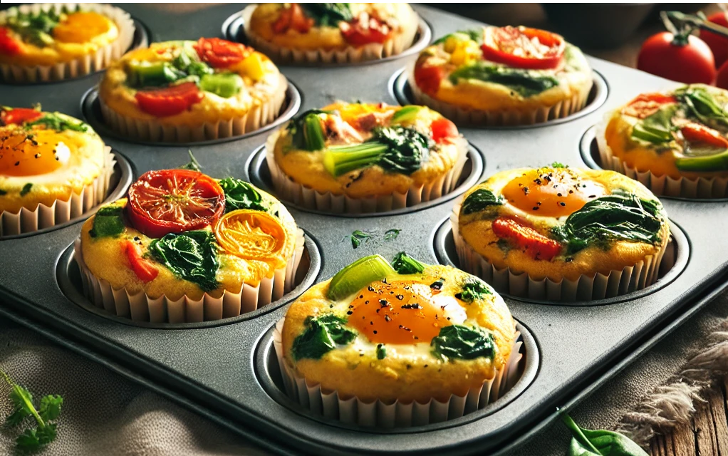 Egg muffins with chicken and veggies